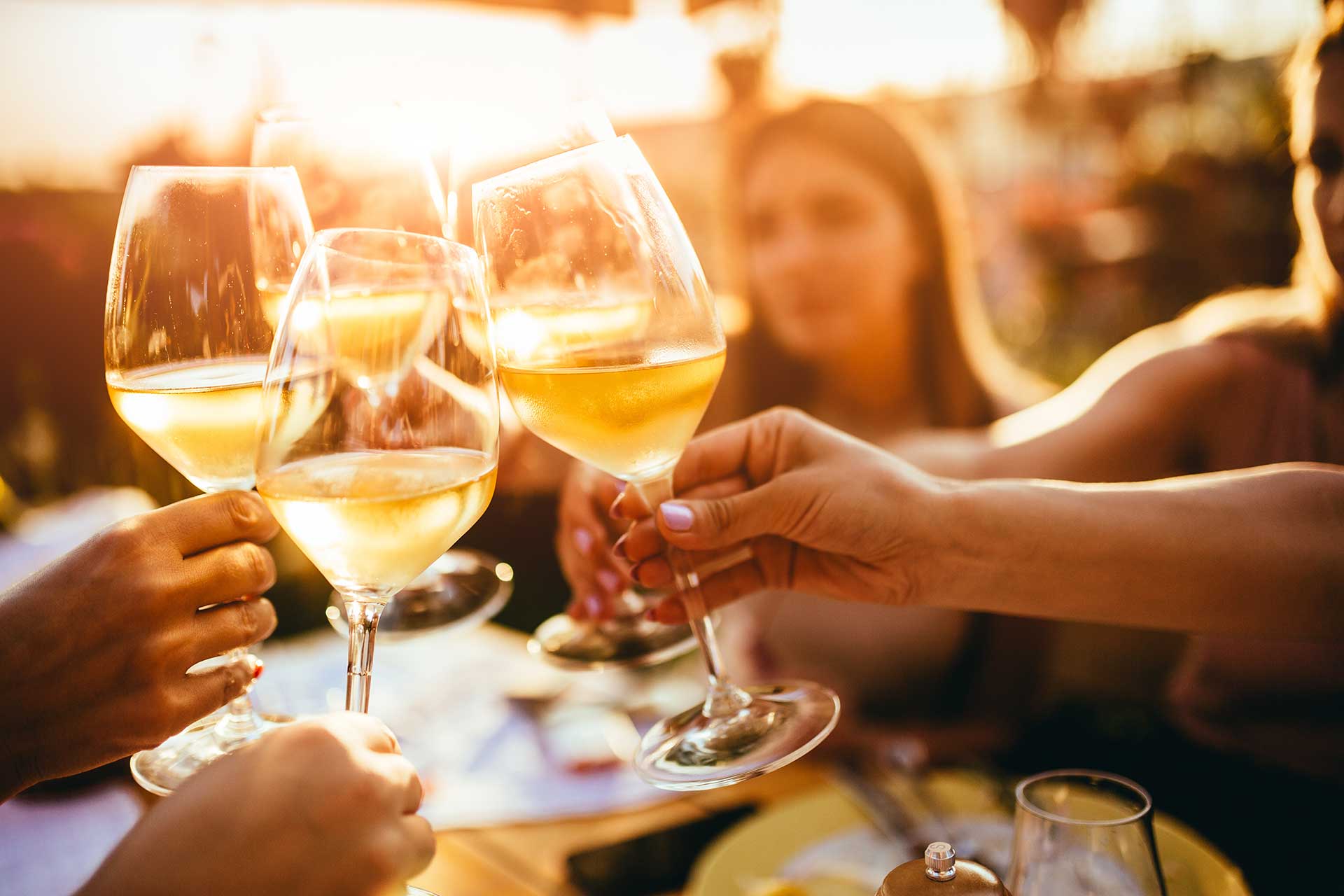 Group of people toasting glasses with wine